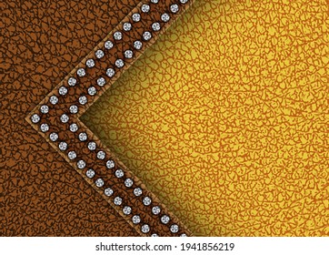 Vector leather banner with angle border with rows of silver sequins.