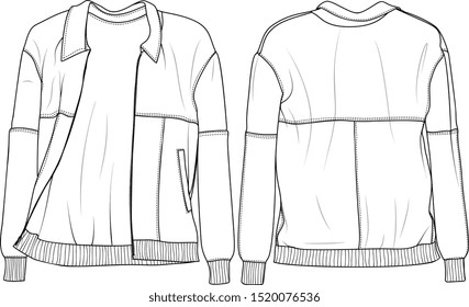 Vector Leather Bomber Jacket Fashion Detailed Scheme
