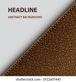 Vector leather brown diagonal pocket with stitches.