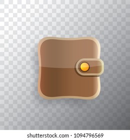 vector leather brown wallet icon isolated on transparent background. finance mobile app icon design template