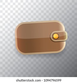 vector leather brown wallet icon isolated on transparent background. finance mobile app icon design template