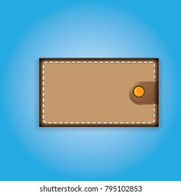 vector leather brown wallet icon isolated on blue background. finance mobile app icon design template