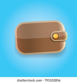 vector leather brown wallet icon isolated on blue background. finance mobile app icon design template
