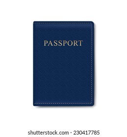 Vector Leather Cover for Passport Isolated on White Background