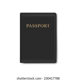 Vector Leather Cover for Passport Isolated on White Background