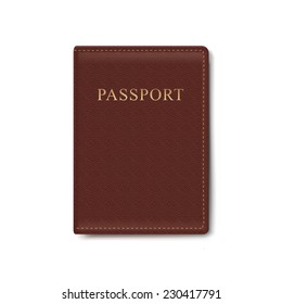 Vector Leather Cover for Passport Isolated on White Background