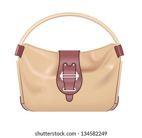 vector  leather handbag on white background, gradient mesh used, raster version available