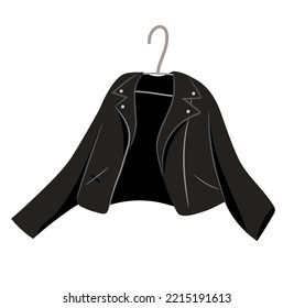 Vector leather jacket isolated on white. Cute autumn clothes