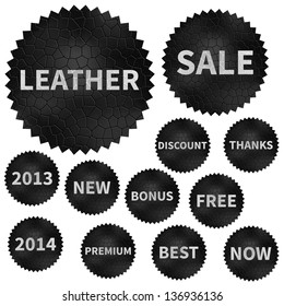 Vector leather labels collection - eps10