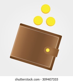 Vector Leather Wallet with Coins