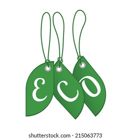 Vector leave shaped eco tags isolated on white background