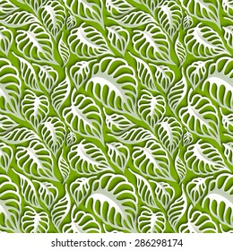Vector Leaves 3d Seamless Pattern Background. Invitation cards decoration