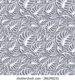 Vector Leaves 3d Seamless Pattern Background. Invitation cards decoration