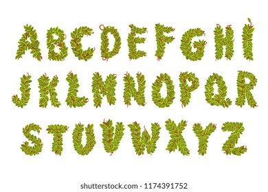 Vector leaves alphabet letters