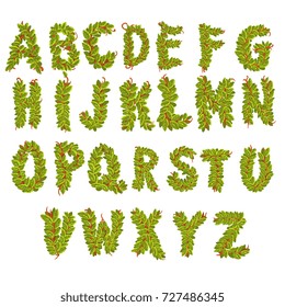 Vector leaves alphabet letters