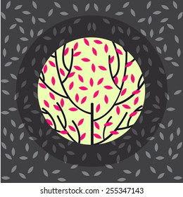 vector leaves around the tree