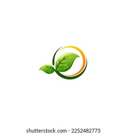 Vector leaves attached to stalks in the form of green rings that can be used for various purposes of your illustration