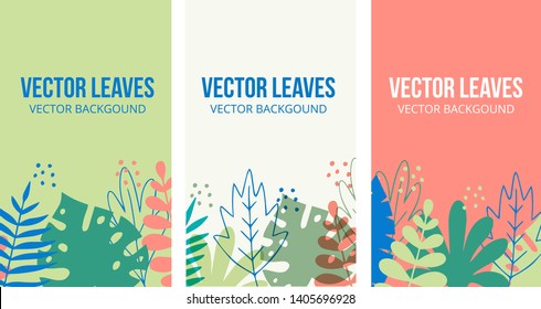 Vector leaves background with text space, for gretting card,  T shirt,  cover design templates, banner, poster, typography design, wallpapers, social media stories, wallpapers