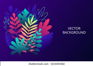 Vector leaves background with text space, for gretting card,  T shirt,  cover design templates, banner, poster, typography design, wallpapers, social media stories, wallpapers