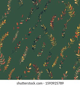 Vector Leaves branch. Field foliage seamless pattern. Exotic tropical garden outline. Leaf plant botanical floral foliage. Engraved ink art. Seamless background pattern. Fabric wallpaper print texture