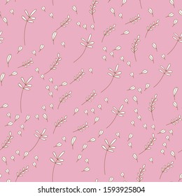 Vector Leaves branch. Field foliage seamless pattern. Exotic tropical garden outline. Leaf plant botanical floral foliage. Engraved ink art. Seamless background pattern. Fabric wallpaper print texture