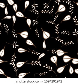 Vector Leaves branch. Field foliage seamless pattern. Exotic tropical hawaiian outline. Leaf plant botanical floral foliage. Engraved ink art. Seamless background pattern. Fabric wallpaper print