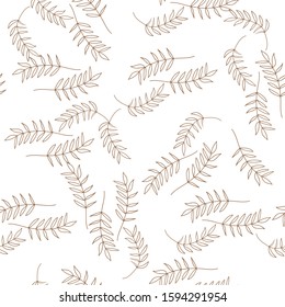 Vector Leaves branch. Field foliage seamless pattern. Exotic tropical garden outline. Leaf plant botanical floral foliage. Engraved ink art. Seamless background pattern. Fabric wallpaper print texture