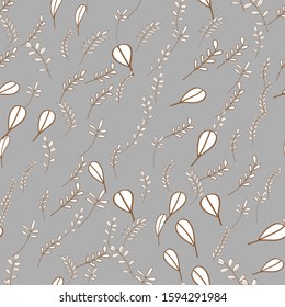 Vector Leaves branch. Field foliage seamless pattern. Exotic tropical hawaiian outline. Leaf plant botanical floral foliage. Engraved ink art. Seamless background pattern. Fabric wallpaper print