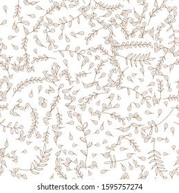 Vector Leaves branch. Field foliage seamless pattern. Exotic tropical hawaiian outline. Leaf plant botanical floral foliage. Engraved ink art. Seamless background pattern. Fabric wallpaper print