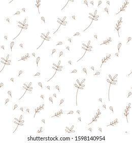 Vector Leaves branch. Field foliage seamless pattern. Exotic tropical hawaiian outline. Leaf plant botanical floral foliage. Engraved ink art. Seamless background pattern. Fabric wallpaper print