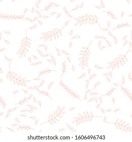 Vector Leaves branch. Field foliage seamless pattern. Exotic tropical hawaiian outline. Leaf plant botanical floral foliage. Engraved ink art. Seamless background pattern. Fabric wallpaper print