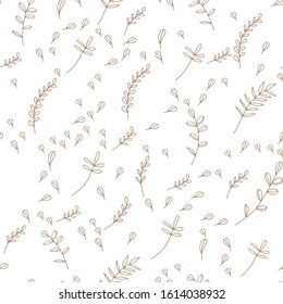 Vector Leaves branch. Field foliage seamless pattern. Exotic tropical hawaiian outline. Leaf plant botanical floral foliage. Engraved ink art. Seamless background pattern. Fabric wallpaper print