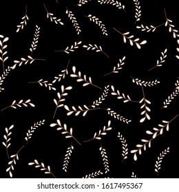 Vector Leaves branch. Field foliage seamless pattern. Exotic tropical hawaiian outline. Leaf plant botanical floral foliage. Engraved ink art. Seamless background pattern. Fabric wallpaper print