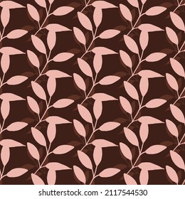Vector leaves and branches with leaves. Banner of scattered  hand drawn branches of line art foliage . Botanical design for ribbon, edging, trim.