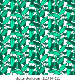Hojas vectoriales y ramas con hojas. Banner de ramas dispersas a mano del follaje artístico de línea . Diseño botánico para cinta, borde, guarnecido.