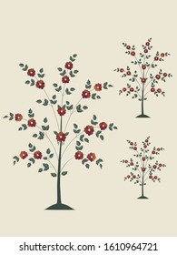 Vector leaves bunch with flowers