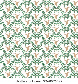 Vector leaves and colibri seamless pattern background. Perfect for fabric, scrapbooking and wallpaper projects. Great for paper packaging, textile and many more. Surface pattern design