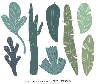 Vector leaves in doodle style for decorating backgrounds, etc.