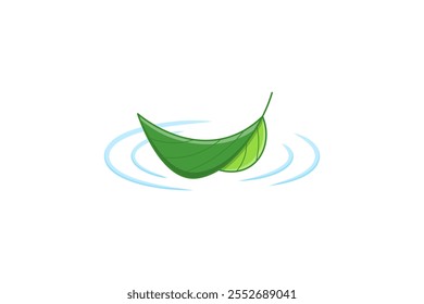 vector of leaves falling into water