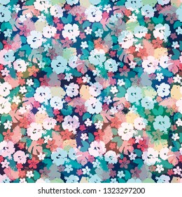Vector leaves, flowers, forest series seamless mosaic pattern