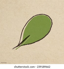 Vector leaves green grunge paper texture, distressed background