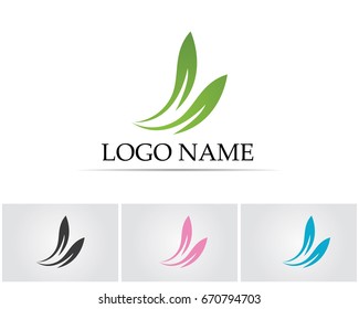 Vector leaves green nature logo and symbol