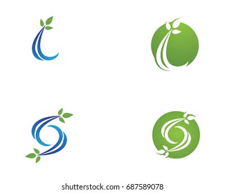 Vector leaves green nature logo and symbol