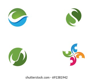 Vector leaves green nature logo and symbol