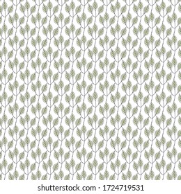 Vector hinterlässt grün auf weißem Hintergrund Nahtlose Wiederholung Muster. Hintergrund für Textilien, Karten, Herstellung, Wallpaper, Druck, Geschenkpackung und Scrapbooking.