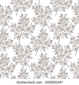 vector leaves green sketch vector illuatration cartoon style background pattern
