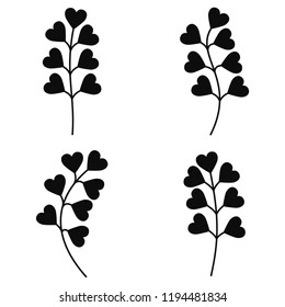 Vector Leaves Icon Set. Isolated Silhouettes On White Background.