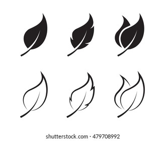 Vector leaves icons set on white background
