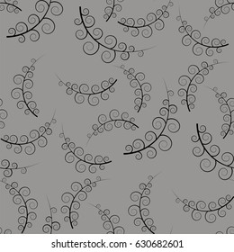 Vector Leaves Isolated on Grey Background. Seamless Grass Pattern