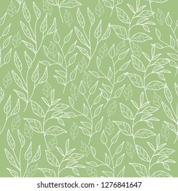 Vector leaves pattern in doodles style  endless print.